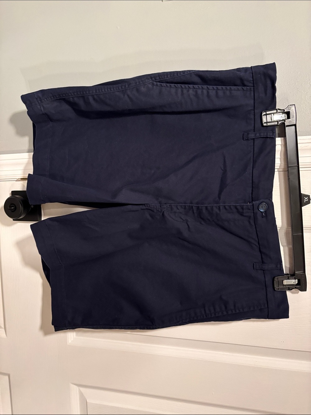 Chaps Navy Flat-Front Cotton Blend Shorts